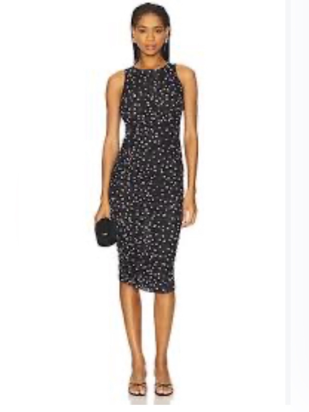 Bardot Black Polka Dot Sleeveless Midi Dress
